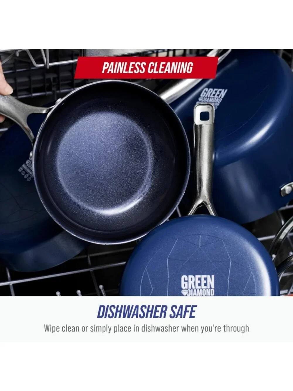 Blue 8” Nonstick Ceramic Frying Pan Skillet with Diamond Infusion - Durable